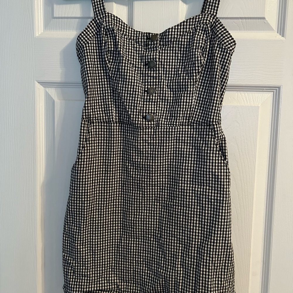Hollis red black and white checkered romper